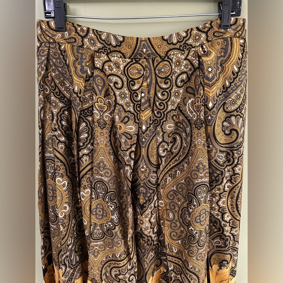 Gloria Sachs Baroque Maxi Skirt‎ Sz 10 Small Black and Gold Pleated Maximalist - Picture 2 of 13